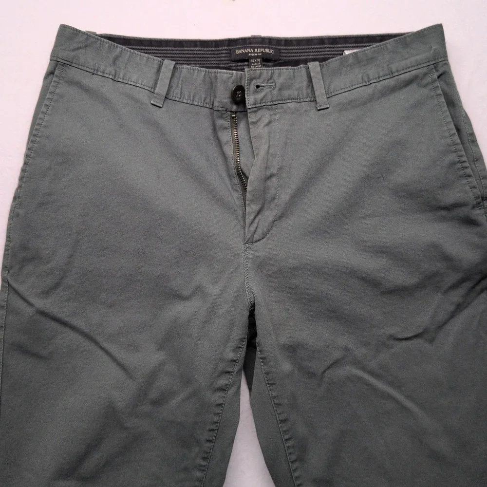 Banana Republic Pants Mens 32x32 Military Green Chino Aiden Bedford Linen Slim
